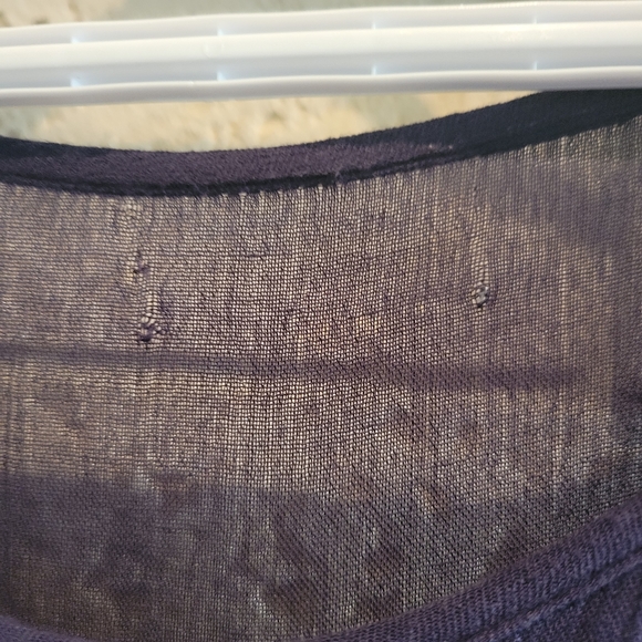 Lightweight Navy Blue Gauze Dress with white pretty stitch pattern - Picture 3 of 3